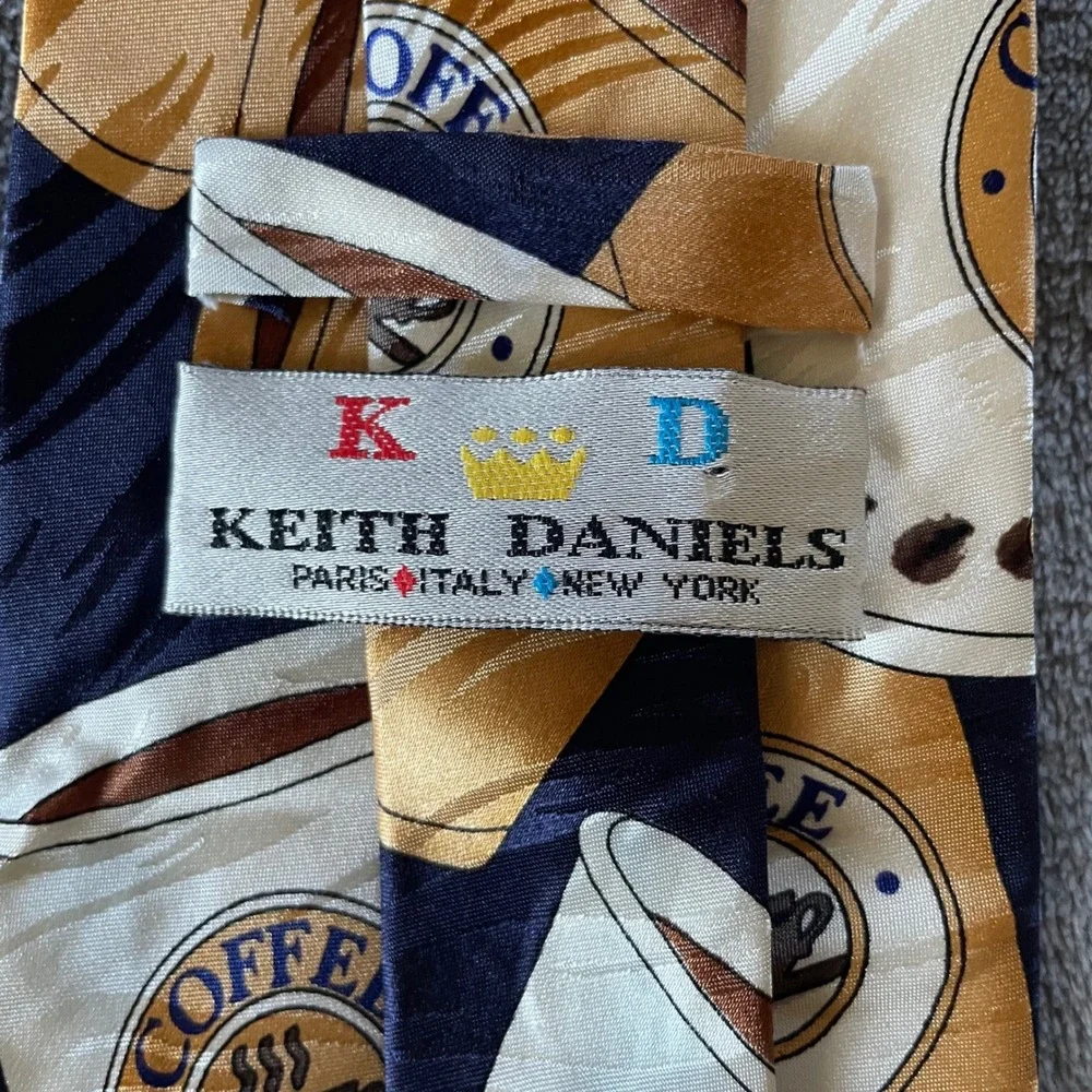 Keith Daniels Coffee Cup Silk Tie Mens Novelty Drink Pattern classic‎ Necktie